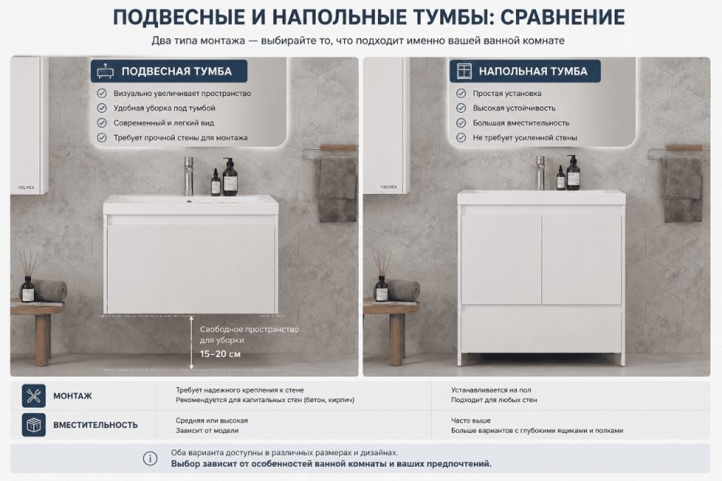 подвесная или напольная тумба для ванной